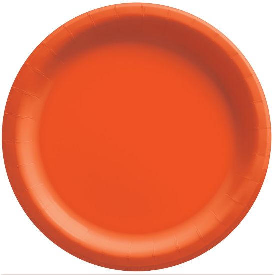 Picture of Amscan Round Paper Plates, Orange Peel, 10in, 50 Plates Per Pack, Case Of 2 Packs