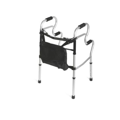 Picture of Medline Adult Stand-Assist 2-Button Folding Walkers, Gray, Case Of 2