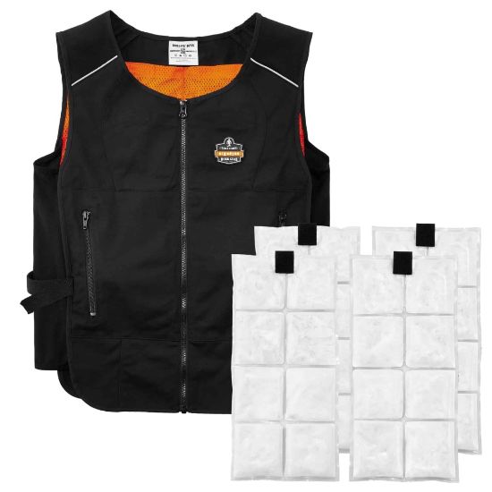 Picture of Ergodyne Chill-Its Phase Change Cooling Vest, With Packs, Large/X-Large, Black, 6260