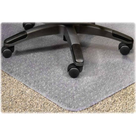 Picture of Lorell PlushMat Medium Pile Studded Chair Mat, Wide Lip, 45in x 53in, Clear