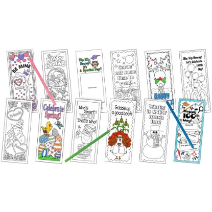 Picture of Barker Creek Color Me! Celebrate The Year Bookmark Set, 6in x 2 1/2in, Black/White, Set Of 360