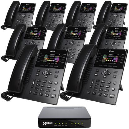 Picture of XBLUE QB1 Advanced Business Communications System Bundle With (9) IP8g Telephones, Black