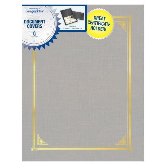 Picture of Geographics Document Covers, 9 1/2in x 12 1/4in, Gray, Pack Of 6