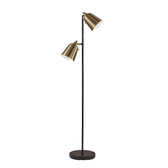 Picture of Adesso Malcolm Floor Lamp, 57-1/2inH, Antique Brass Shade/Matte Black