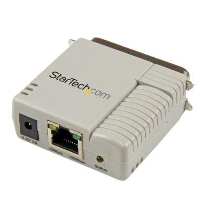 Picture of StarTech.com 1 Port 10/100 Mbps Ethernet Parallel Network Print Server - Convert a standard parallel printer into a shared network printer over a 10/100 Ethernet network - 1 Port Parallel Network Print Server - Parallel Print Server