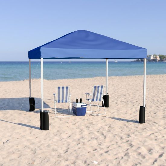 Picture of Flash Furniture Pop-Up Event Canopy Tent With Sandbags And Wheeled Case, 106inH x 116inW x 116inD, Blue