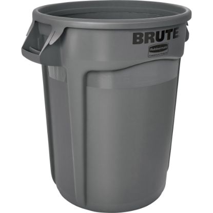 Picture of Rubbermaid Commercial Brute 32-Gallon Vented Containers - 32 gal Capacity - Round -  - 27.3in Height x 21.9in Diameter - Plastic - Gray - 6 / Carton