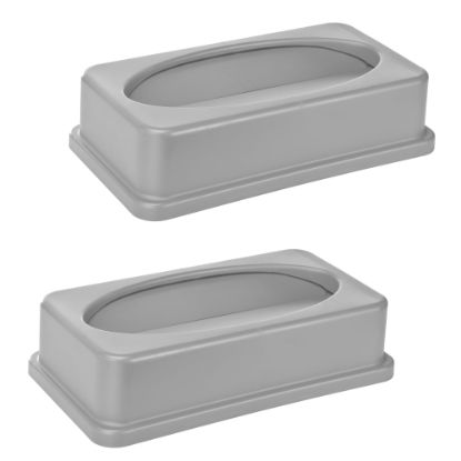 Picture of Alpine Slim Swinging Trash Can Lids, 20in x 12in, Gray, Pack Of 2 Lids