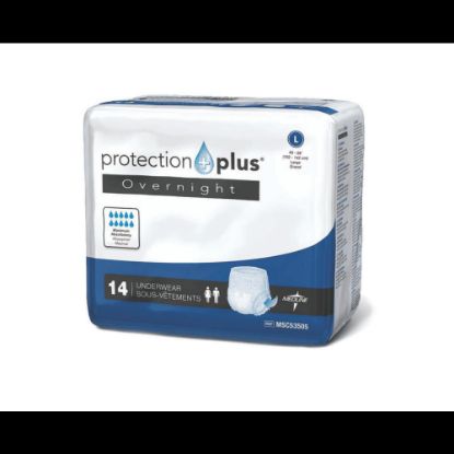 Picture of Protection Plus Overnight Protective Underwear, Large, 40 - 56in, White, Bag Of 14, Case Of 4 Bags