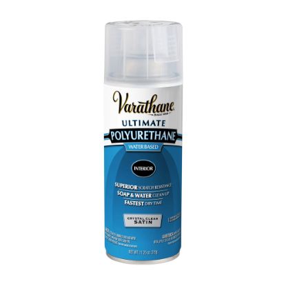 Picture of Varathane Ultimate Water-Based Polyurethane, 11.25 Oz, Crystal Clear Satin, Pack Of 6 Spray Cans