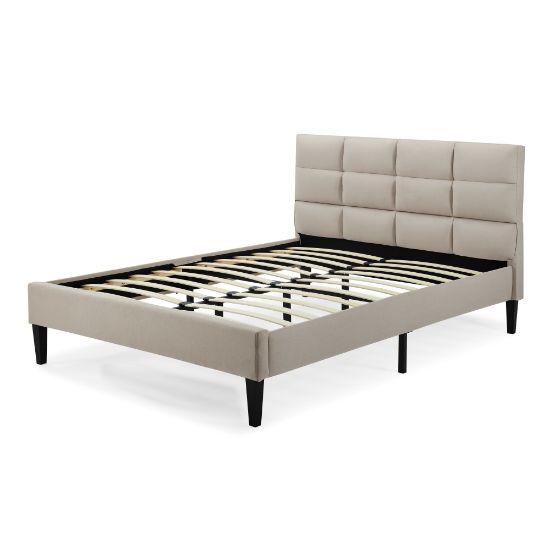 Picture of Lifestyle Solutions Serta Zara Upholstered Platform Bed Frame, Full, 41-3/4inH x 57-7/8inW x 82-3/4inD, Beige