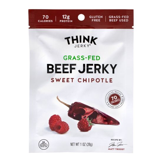 Picture of Think Jerky Sweet Chipotle Beef Jerky, 1 Oz, Pack Of 12 Pouches