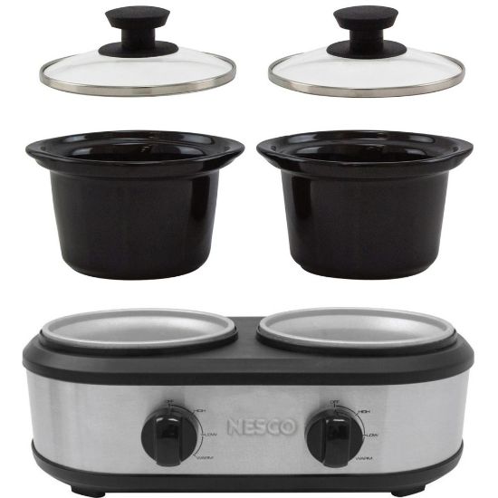 Picture of Nesco Dual Serving Station - Dual Warmer/Plates - 1.25 quart per Container - 170 W Electric Power Source - Stainless Steel