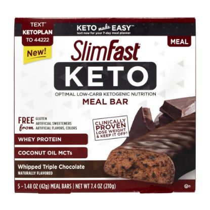 Picture of SlimFast Whipped Triple Chocolate Keto Meal Bars, 1.48 Oz, 5 Bars Per Pack, Box Of 2 Packs