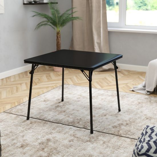 Picture of Flash Furniture Folding Card Table, 27-3/4inH x 33-1/2inW x 33-1/2inD, Black