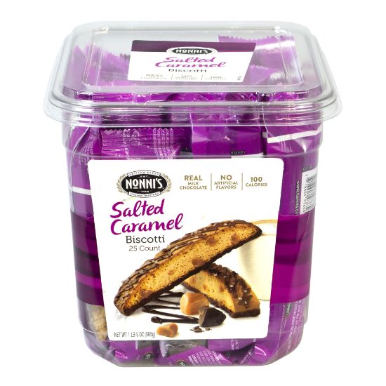 Picture of Nonnis Salted Caramel Biscotti, 0.84 Oz, Tub Of 25 Biscotti