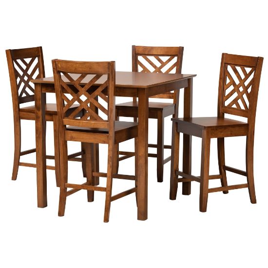 Picture of Baxton Studio Caron 5-Piece Pub Set, Walnut