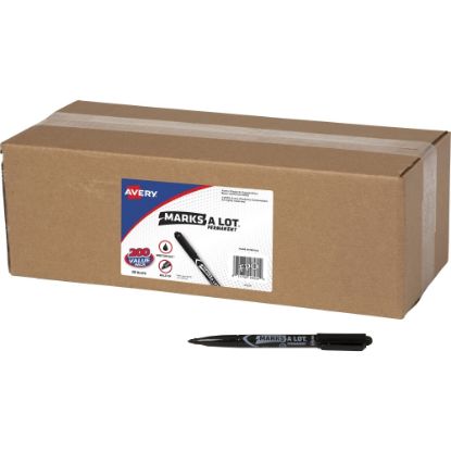 Picture of Avery Marks-A-Lot Value Pack Pen-Style Permanent Markers - Bullet Marker Point Style - Black - 200 / Carton