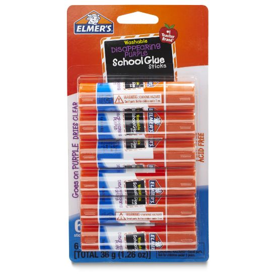 Picture of Elmers Washable Disappearing Purple School Glue Sticks, 0.21 Oz., Pack Of 6