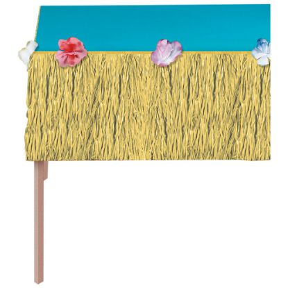 Picture of Amscan Summer Luau Natural Mini Grass Table Skirts, 15in x 9ft, Gold, Pack Of 2 Skirts