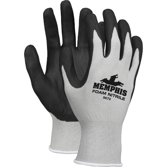 Picture of Memphis Safety Nylon Knit Powder-Free Industrial Gloves, Medium, Black/Gray