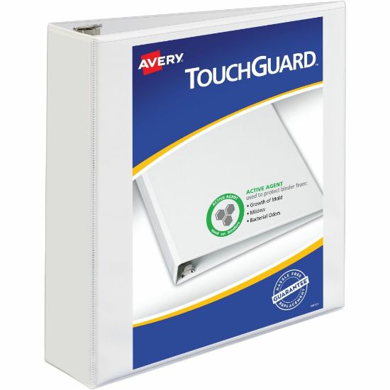 Picture of Avery Touchguard View 3-Ring Binder With EZ-Turn Rings And Antimicrobial Protection, 2in D-Rings, 40% Recycled, White