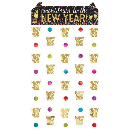 Picture of Amscan New Years Colorful Confetti Doorway Curtains, 39in x 77in, Multicolor, Set Of 2 Curtains