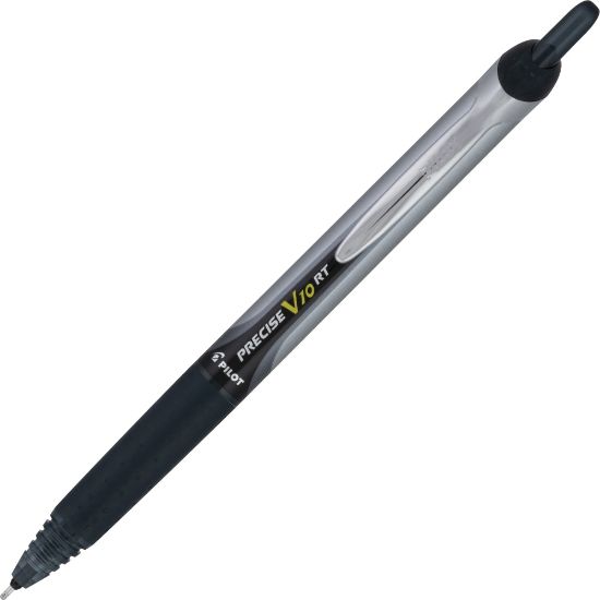 Picture of Pilot PRECISE Retractable Pens, Bold Point, 1.0mm, Silver/Black Barrels, Black Ink, Pack Of 12 Pens