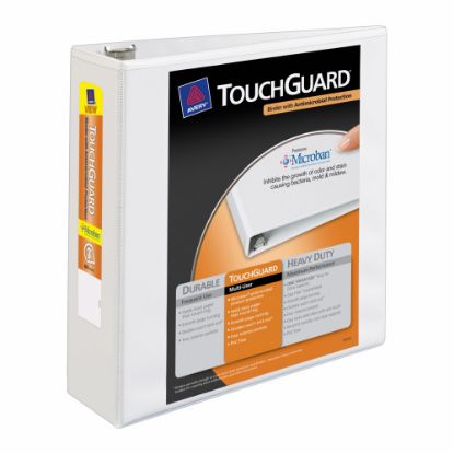 Picture of Avery Touchguard View 3-Ring Binder With EZ-Turn Rings And Antimicrobial Protection, 3in D-Rings, 40% Recycled, White