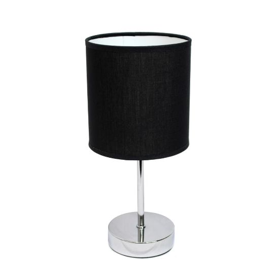 Picture of Simple Designs Mini Basic Table Lamp with Fabric Shade, 11inH, Black/Chrome