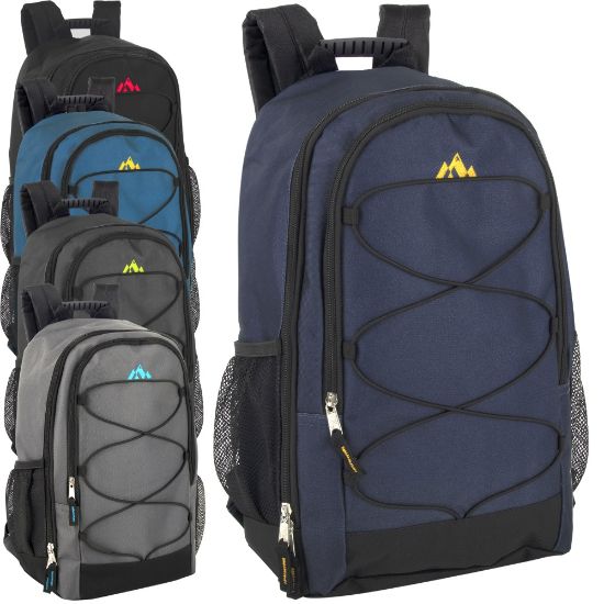 Picture of Trailmaker Dual Compartment Bungee Backpacks, Assorted Colors, Pack Of 24 Backpacks