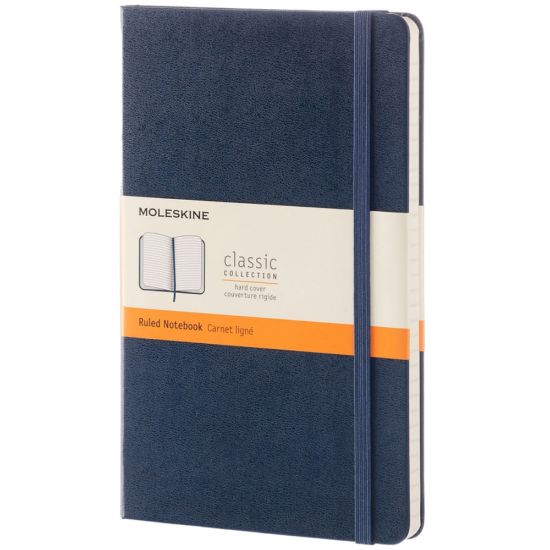 Picture of Moleskine Classic Hard Cover Notebook, Pocket, 3.5in x 5.5in, Ruled, 192 Pages, Sapphire Blue