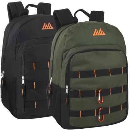 Picture of Summit Ridge Daisy Double Clip Backpacks, Black/Green, Pack Of 24 Backpacks