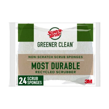 Picture of Scotch-Brite Greener Zero Scratch Sponges, 24 Scrubbing Sponges, 100% Recycled, Great For Washing Dishes and Cleaning Kitchen