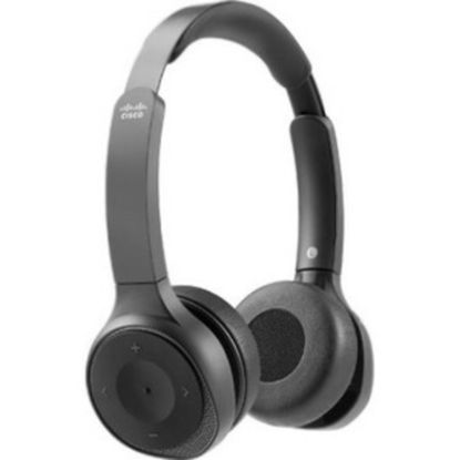 Picture of Cisco Headset 730 - Stereo - USB Type A, Mini-phone (3.5mm) - Wired/Wireless - Bluetooth - 213.3 ft - 32 Ohm - 20 Hz - 20 kHz - Over-the-head - Binaural - Noise Canceling - Carbon Black