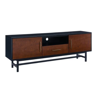 Picture of SEI Furniture Blynn Media Console For 61inW Flat-Screen TVs, 22inH x 63inW x 15inD, Black/Whiskey Maple