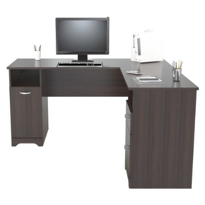 Picture of Inval 59inW L-Shaped 2-Drawer Corner Desk, Espresso