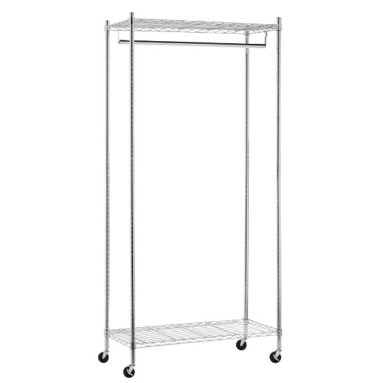 Picture of Honey-Can-Do Heavy-Duty Rolling Garment Rack, 73 1/4inH x 17 3/4inW x 35 7/8inD, Chrome