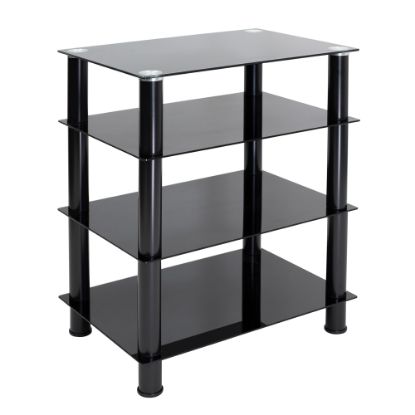 Picture of Mount-It! MI-8670 4-Tiered Glass A/V Media Stand, 28-3/4inH x 16-1/2inW x 16-1/2inD, Black