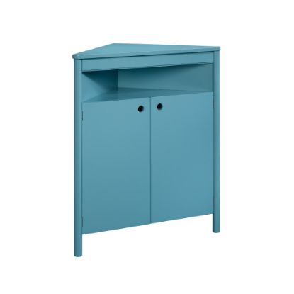 Picture of Sauder Anda Norr Corner Storage Cabinet, 38-1/8inH x 32-5/8inW x 17-3/4inD, Sea Blue