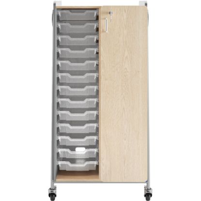 Picture of Safco Whiffle Double-Column Rolling Storage Cart With Wardrobe Bar, 60inH x 30inW x 19-3/4inD, Gray