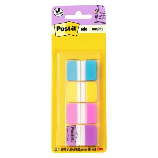 Picture of Post-it Tabs, 1 in. x 1.5 in., 1 Pack, 88 Tabs/Pack, Assorted Colors, Back to School Supplies for Students, Tabs for Textbooks and Notebooks