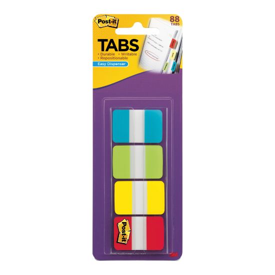 Picture of Post-it Tabs, 1 in. x 1.5 in., 1 Pack, 88 Tabs/Pack, Assorted Colors, Back to School Supplies for Students, Tabs for Textbooks and Notebooks