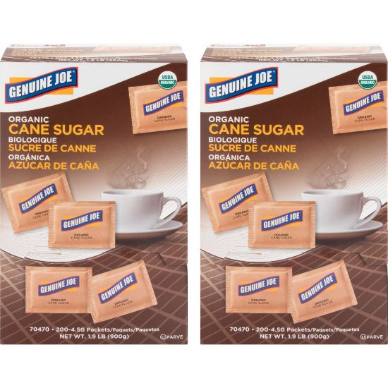 Picture of Genuine Joe Turbinado Natural Cane Sugar Packets - Packet - 0.159 oz (4.5 g) - Cane Sugar Flavor - Natural Sweetener - 400/Carton