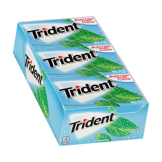 Picture of Trident Sugar-Free Mint Bliss Gum, 14 Pieces Per Pack, Box Of 12 Packs