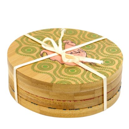 Picture of Gibson Urban Market 4-Piece Bamboo Coaster Set, Farm Animals