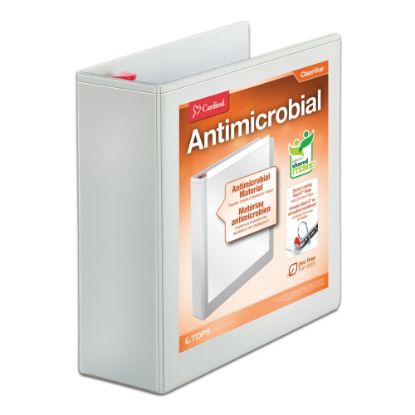 Picture of Cardinal Treated ClearVue Locking 3-Ring Binder, 4in D-Rings, 52% Recycled, White