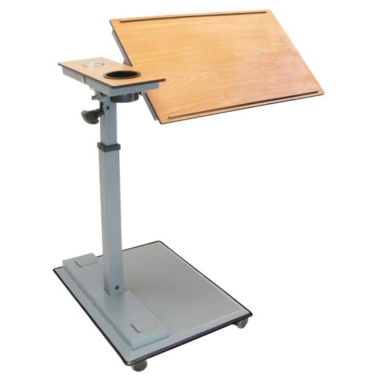 Picture of WiseLift Height-Adjustable Mobile Table Workstation, 28inH x 31-1/2inW x 15-3/4inD, Wood