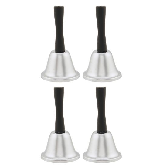 Picture of Hygloss Steel Hand Bells, Silver/Black, Pack Of 4 Bells