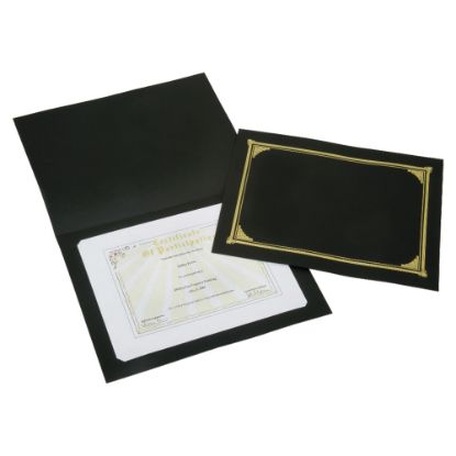 Picture of SKILCRAFT Certificate/Document Cover, 8 1/2in x 11in, 8in x 10in, A4, Black/Gold, Pack Of 5 (AbilityOne 7510-01-519-5770)